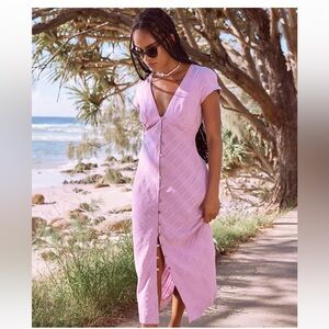 Free People New In Town Midi Dress Lilac Rose Size Medium